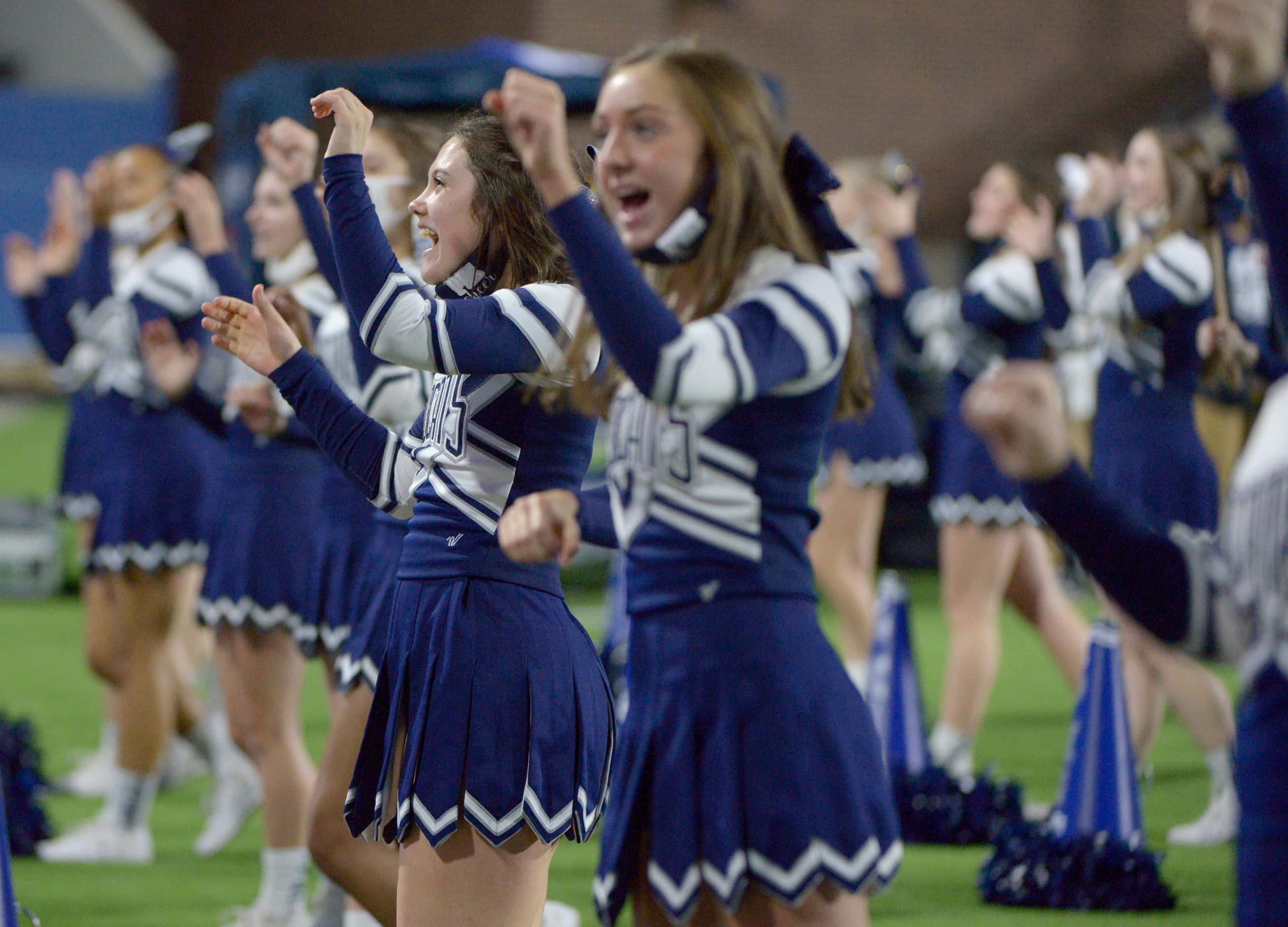 Paris cheerleaders in the first half during a Class 4A Division I Region II final playoff...