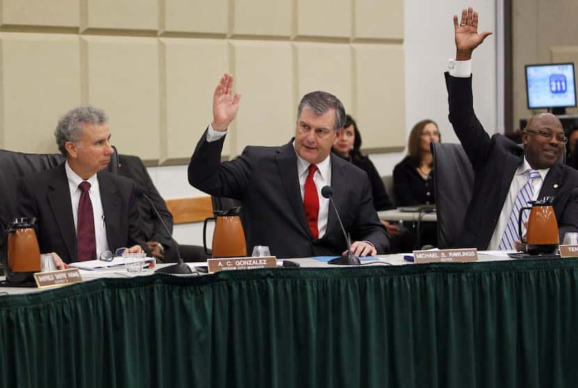 The Dallas City Council voted January 21, 2014, for interim city manager A.C. Gonzalez to...