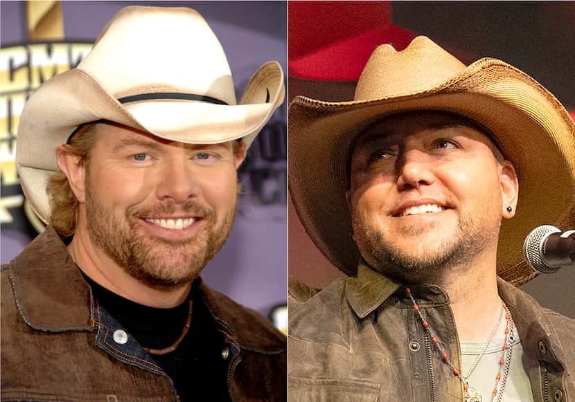Toby Keith appears at the CMT Music Awards, in Nashville, Tenn., on April 14, 2008, left,...