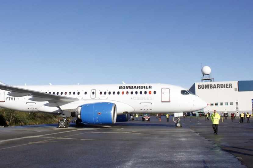 (FILES) In this file photo taken on September 16, 2013 shows the bombardier aircraft CSeries...