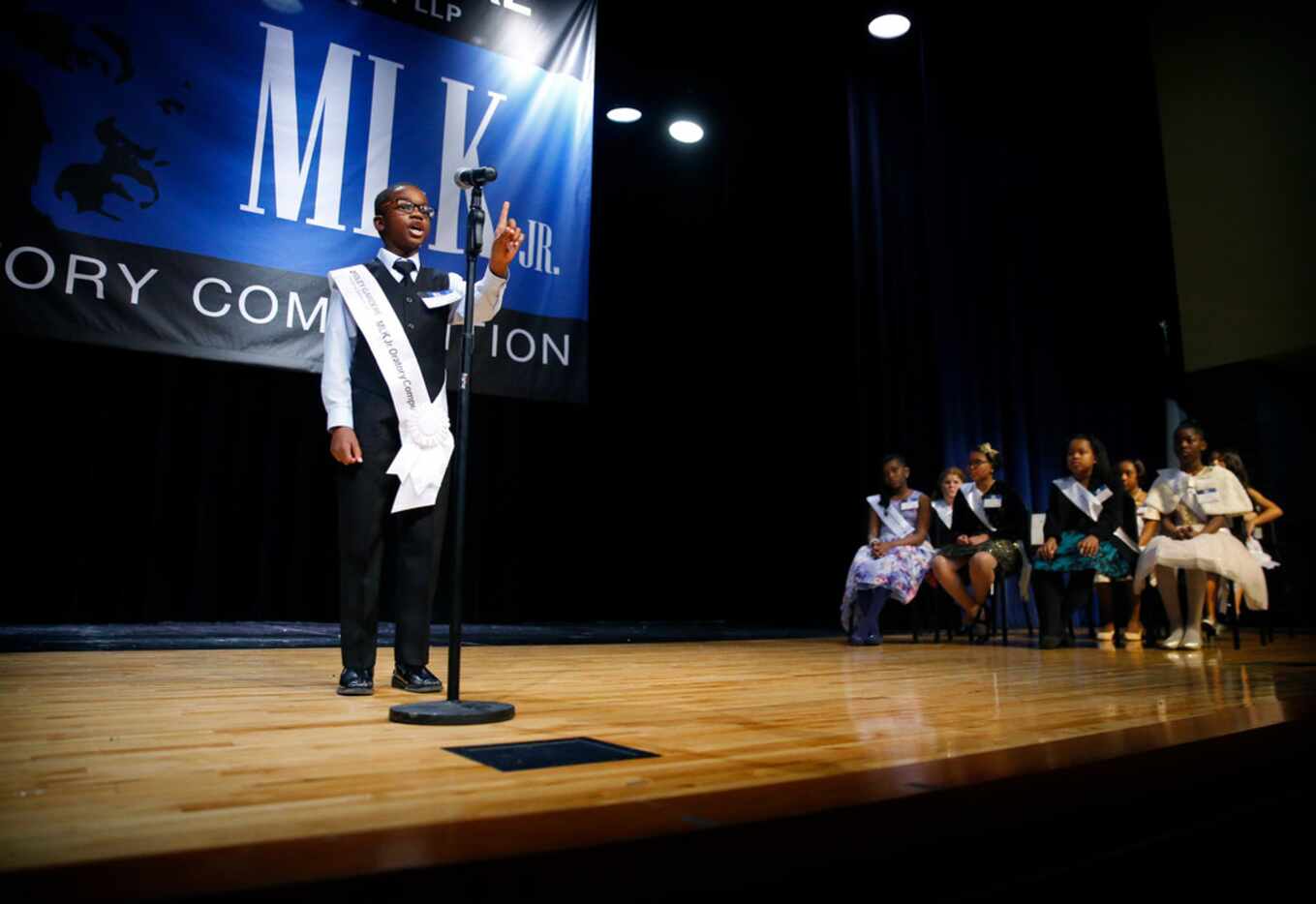 Tory Robertson Jr., a fifth grader at Clara Oliver Elementary School, delivers his second...