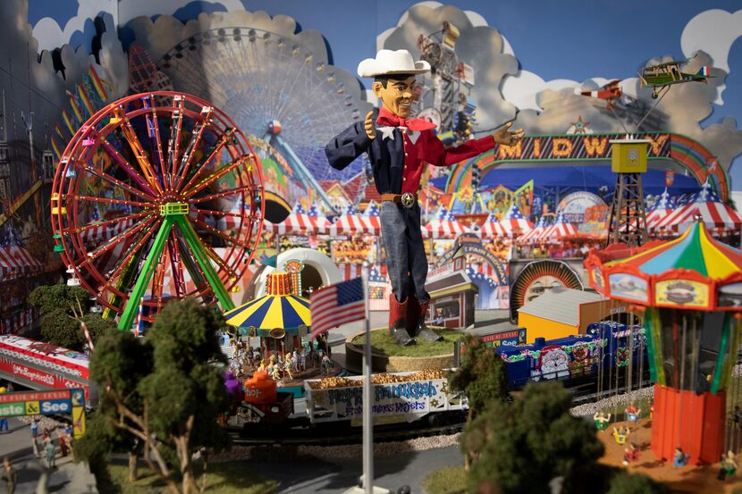 A miniature State Fair of Texas scene is part of this year's "The Trains at NorthPark" exhibit.