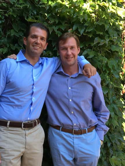 Donald Trump Jr. (left) visited Dallas in July for a fundraiser. He's shown here with Tommy...