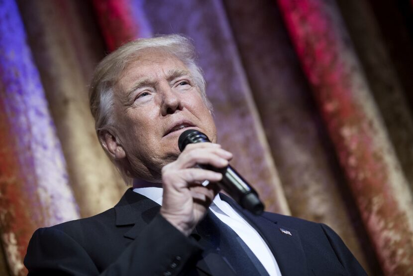 U.S. President-elect Donald Trump speaks during the Chairman's Global Dinner at the Andrew...