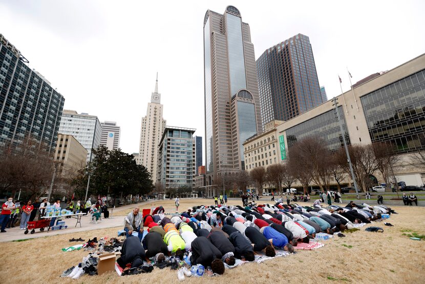 People from multiple Pro-Palestinian organizations gathered at the Main Street Garden Park...