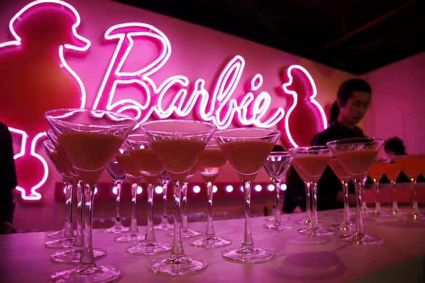 Barbie cocktails are prepared for guests at the opening ceremony of Barbie Shanghai flagship...