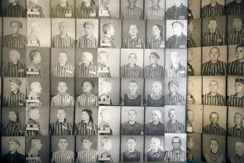  Photos of inmates on display at Auschwitz-Birkenau, the former concentration camp that is...