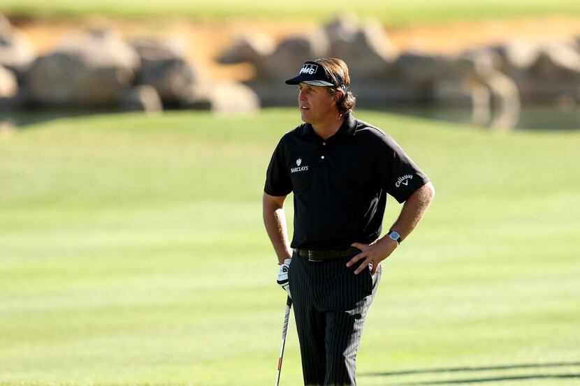 LA QUINTA, CA - JANUARY 20:  Phil Mickelson hits his second shot on the 13th hole during the...