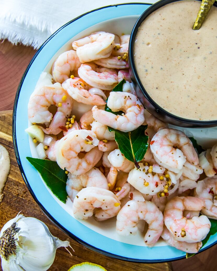 Pickled Shrimp with Mississippi Comeback Sauce is made with only a few ingredients.