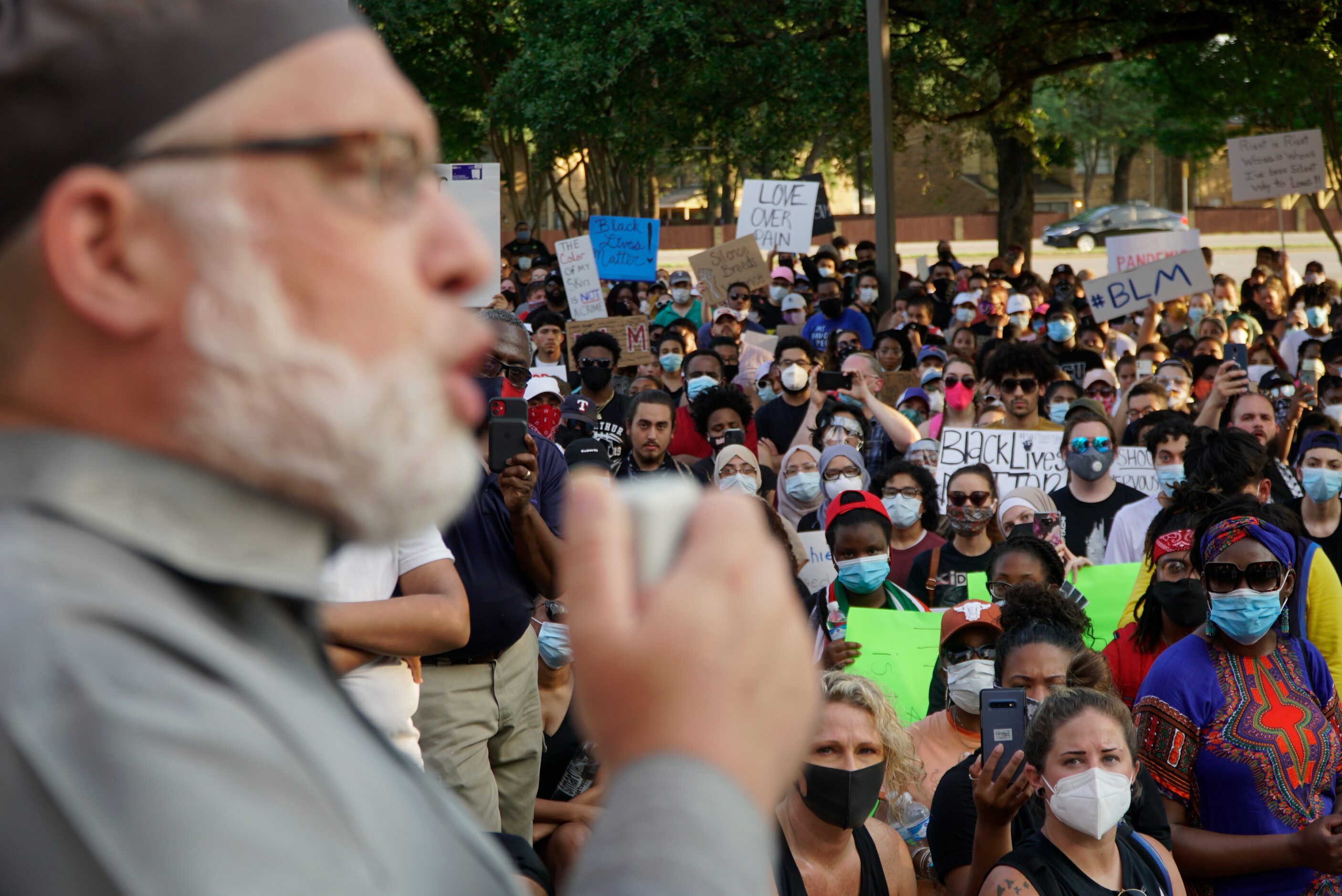 Hundreds of people marched in a protest in Irving, Texas on Monday, June 8, 2020. The...