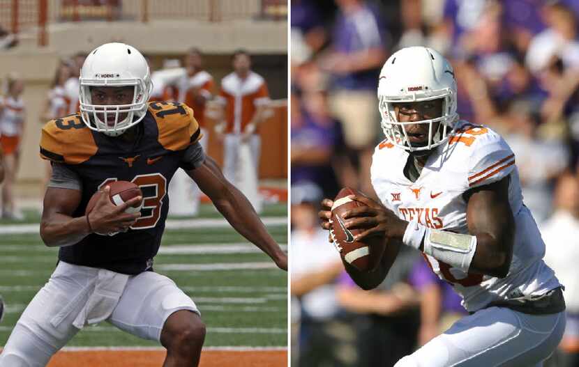 Texas quarterbacks Jerrod Heard (left) and Tyrone Swoopes (right) are in the midst of a...