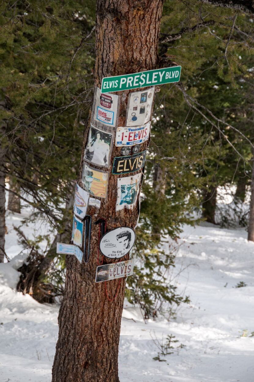 Elvis Presley shrine, Aspen Mountain Ski Area, Aspen, Colorado. 