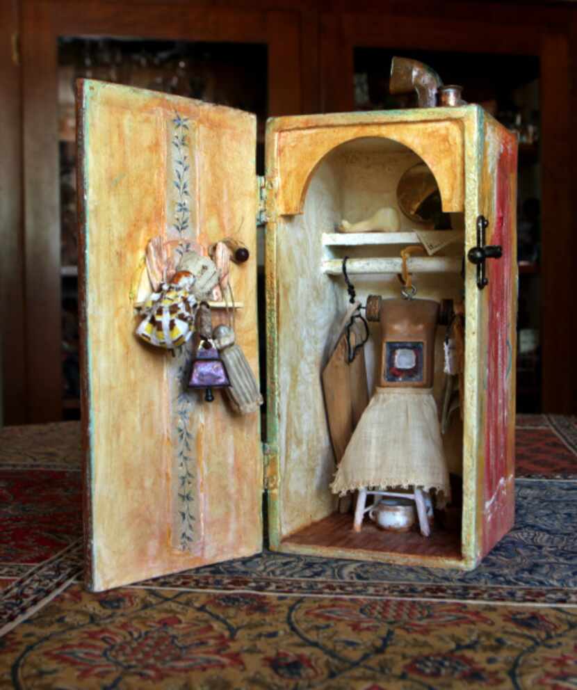 Constructed wooden row house shrine (dedicated to Jean's mother) titled When My Mother Puts...
