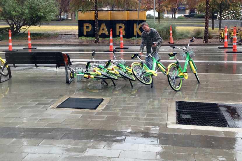 Daniel Lott was picking up bikes in downtown Dallas on Tuesday. Because, he said, it was an...