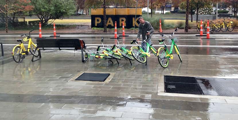 Daniel Lott was picking up bikes in downtown Dallas on Tuesday. Because, he said, it was an...