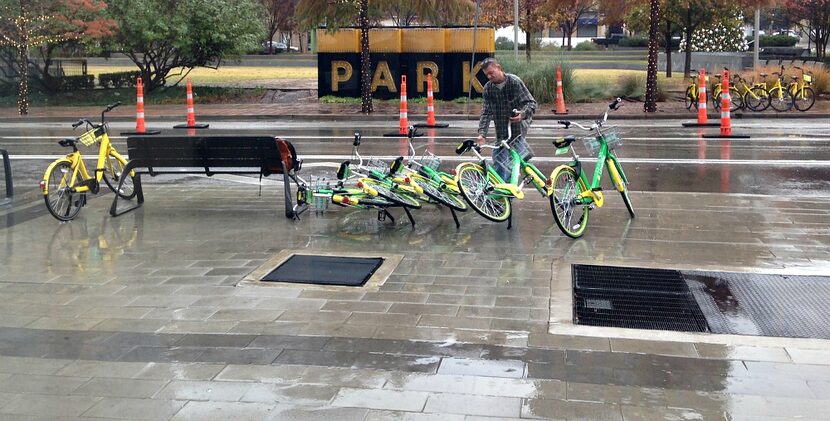 Daniel Lott was picking up bikes in downtown Dallas on Tuesday. Because, he said, it was an...