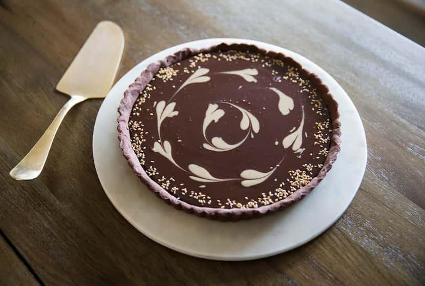 A chocolate tart with tahini 