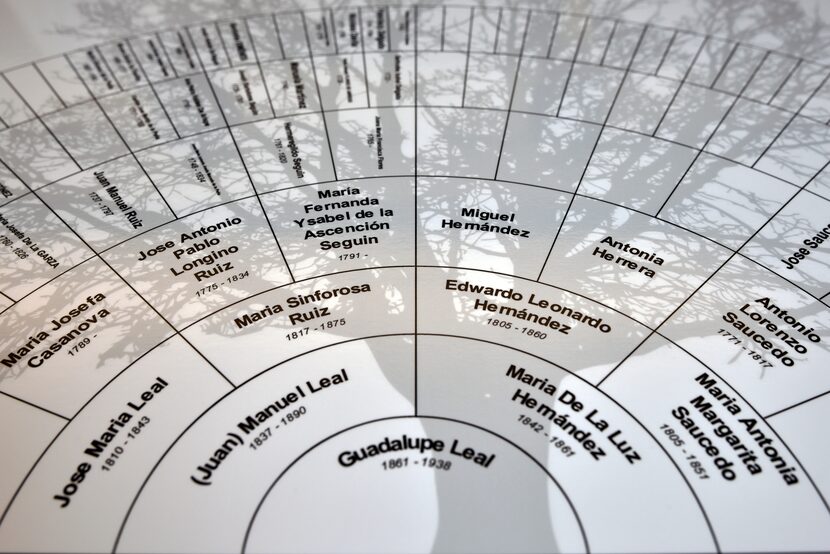 The ancestor chart for Guadalupe Leal, who died in 1938, may provide clues for family...