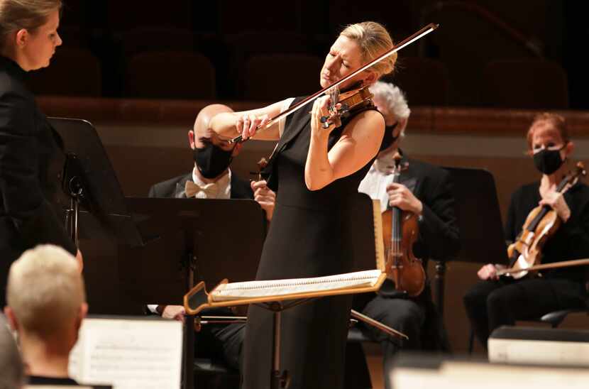 Violin soloist Angela Fuller Heyde performs with the Dallas Symphony Orchestra.