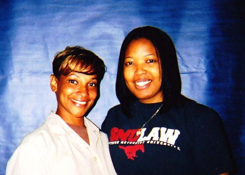 Sharanda Jones, left, and attorney Brittany Barnett-Byrd during their first meeting at...