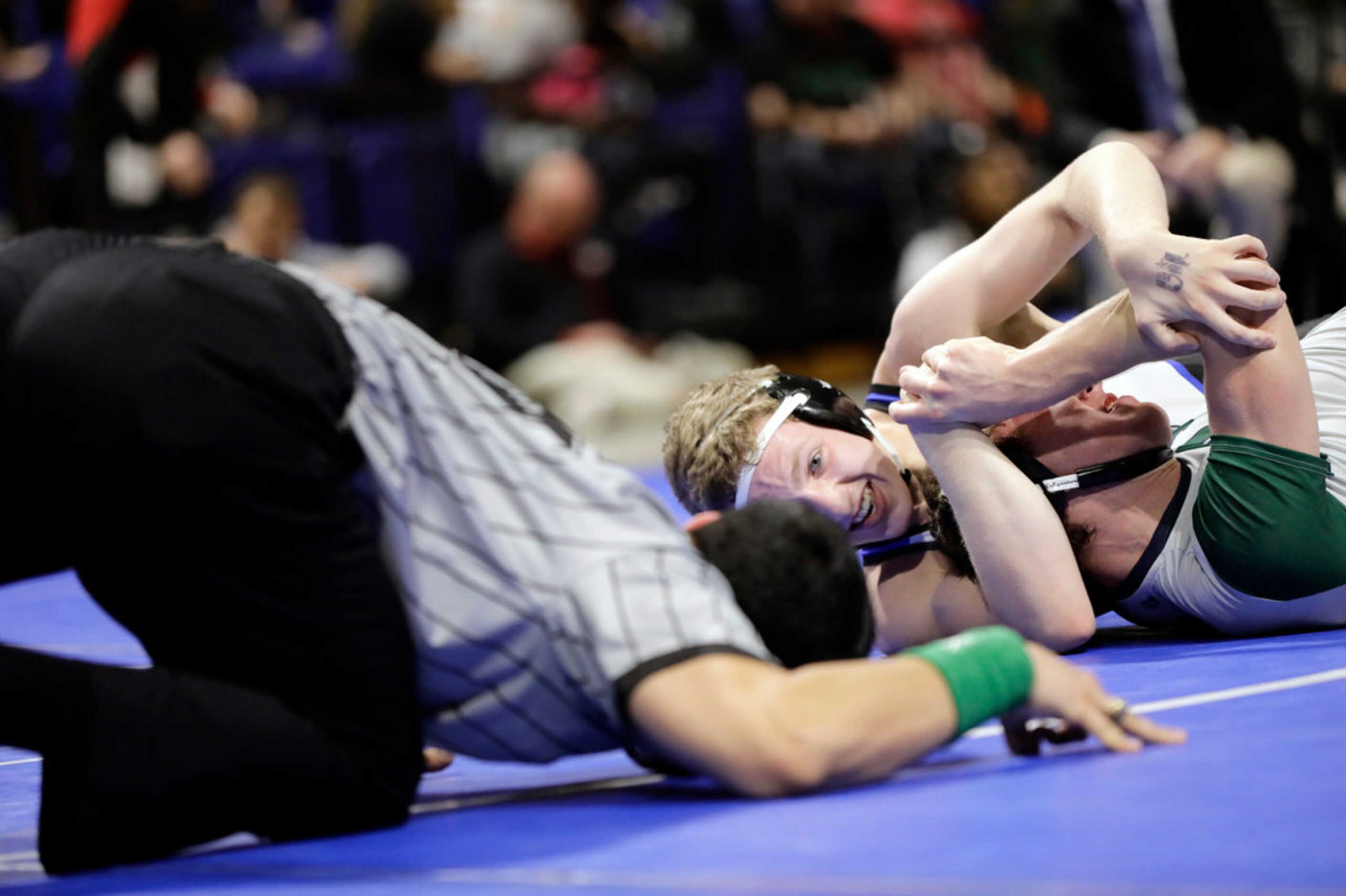 Jackson Carter of Midlothian wrestles during the UIL Texas State Wrestling Championships,...