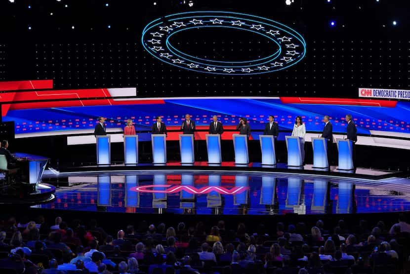  Democratic presidential candidates were split into two groups of 10 to take part in the...