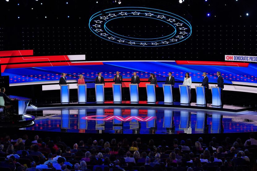  Democratic presidential candidates were split into two groups of 10 to take part in the...