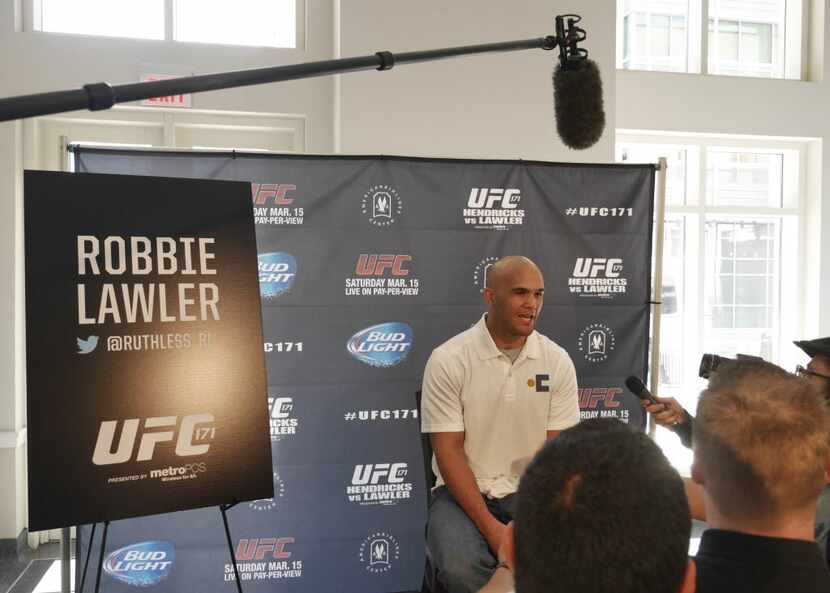 Robbie Lawler talks to the media at the UFC World Championship Welterweight press conference...