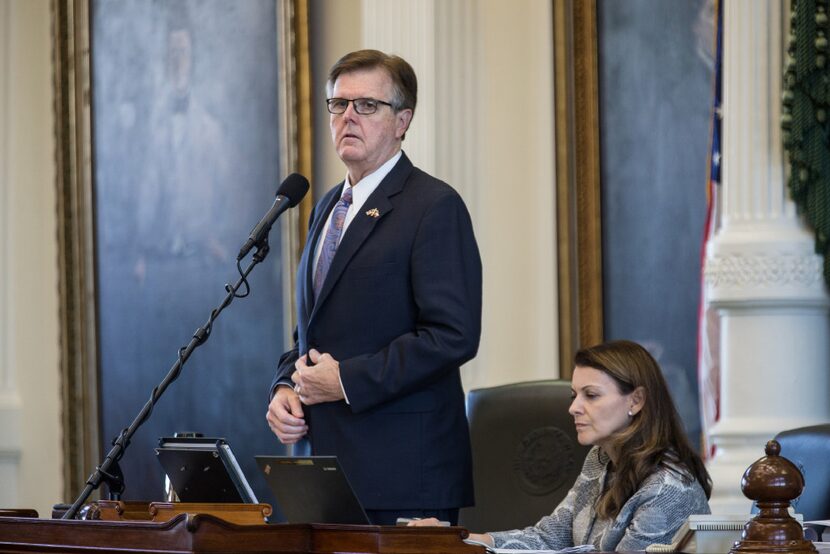 Lt. Gov. Dan Patrick presided over debate on the bill to impose stricter penalties in case...