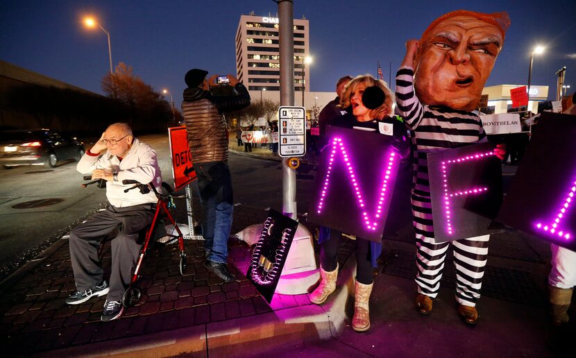 Supporters of U.S. Representative Colin Allred gathered outside his Richardson, Texas office...