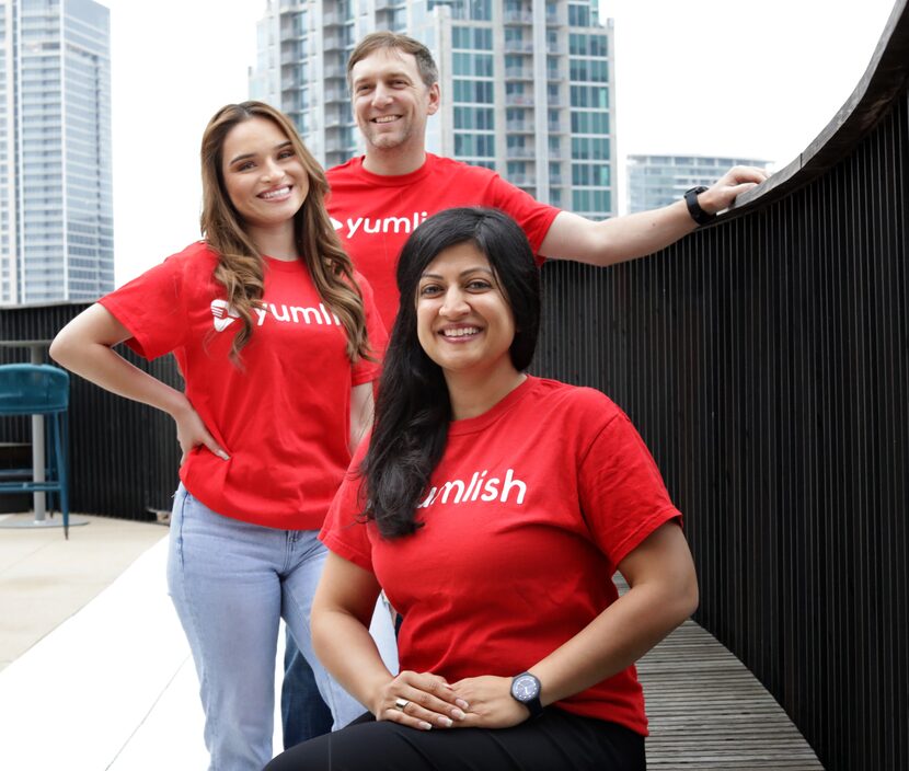 Jaileene Garza (left), Elijah Kelley and Shireen Abdullah of Yumlish at Common Desk in Dallas.