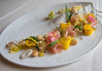 The dishes at Flora Street Cafe have always been lovely. Here's a crudo of toro at Stephan...