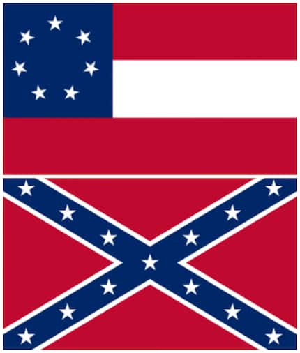 Top: The first Confederate national flag, the one that flew over Six Flags. Bottom: The...