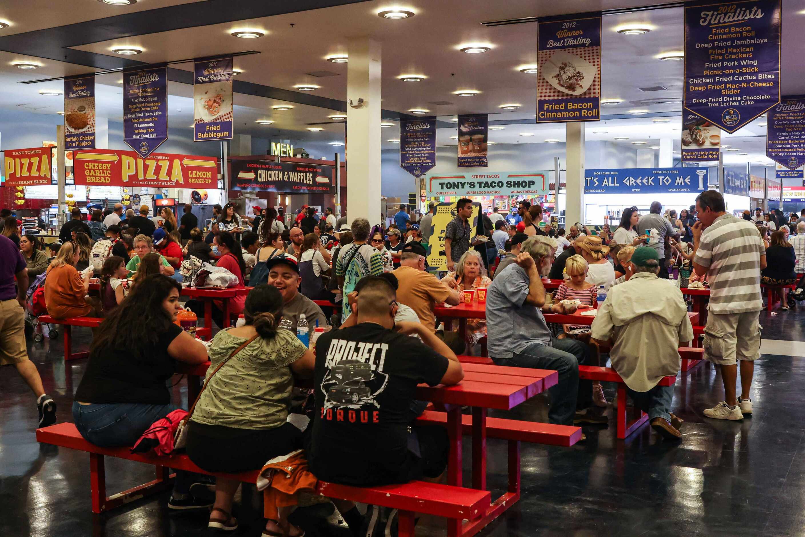 The food court at the State Fair of Texas during its opening day in Dallas on Friday,...