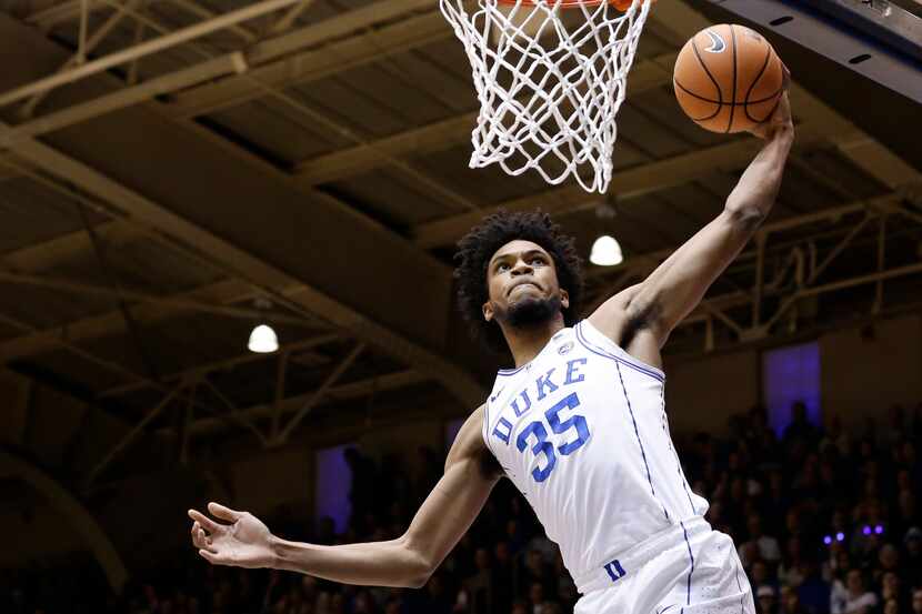 Duke's Marvin Bagley III (35) dunks against Wake Forest during the first half of an NCAA...