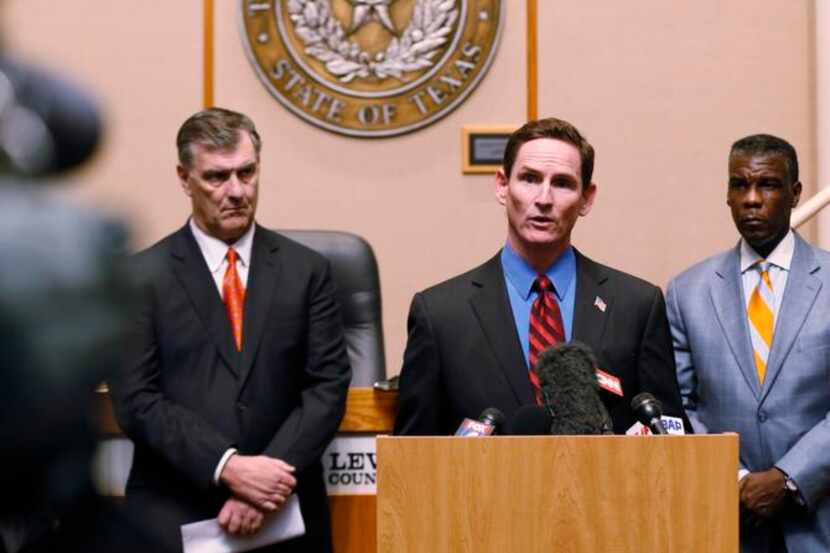 
Dallas County Judge Clay Jenkins speaks during a news conference on Oct. 3 on Ebola at...