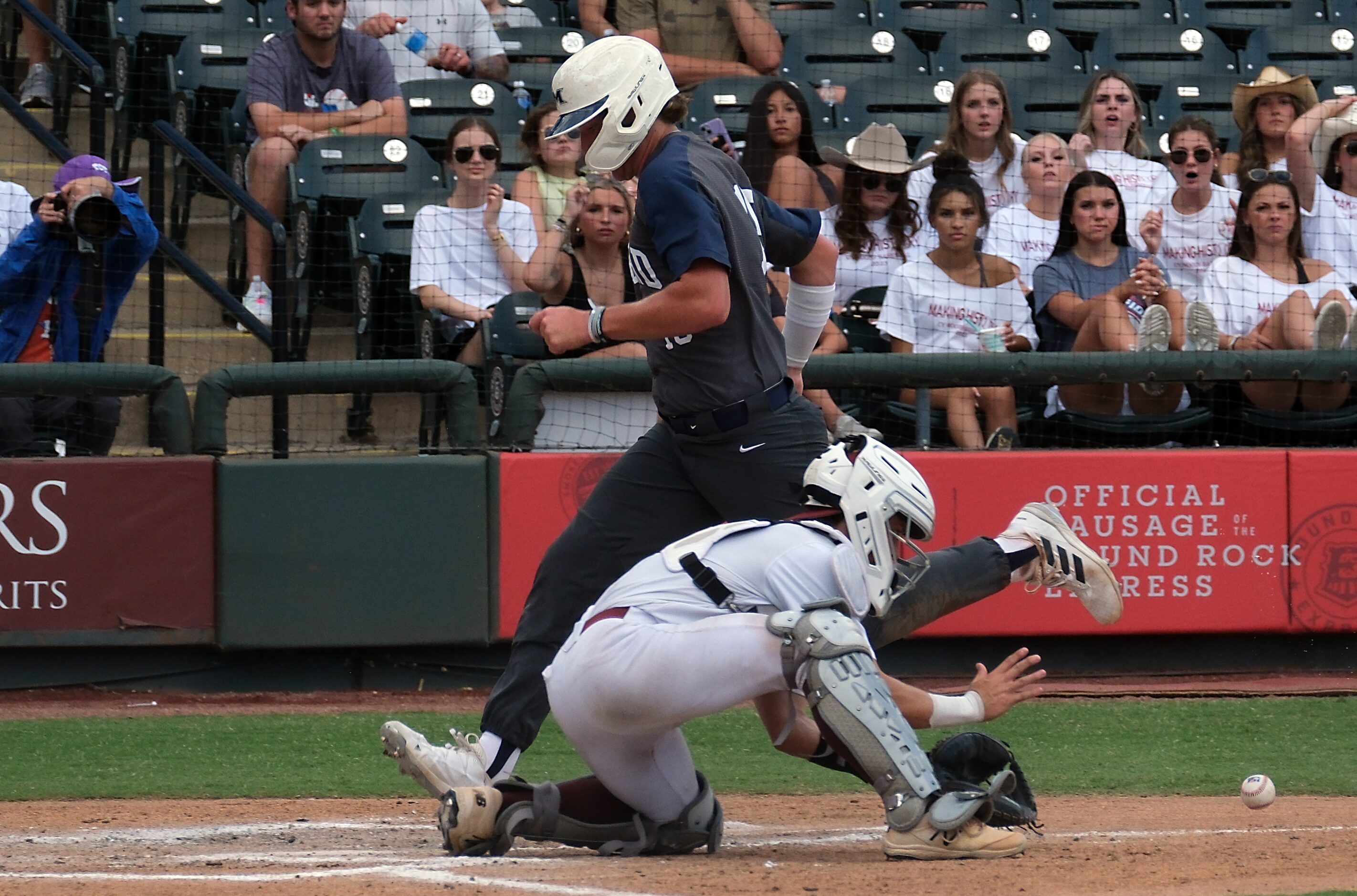 Flower Mound Kole Krause, (10), beats the throw to home plate as Cypress Woods Kaden...