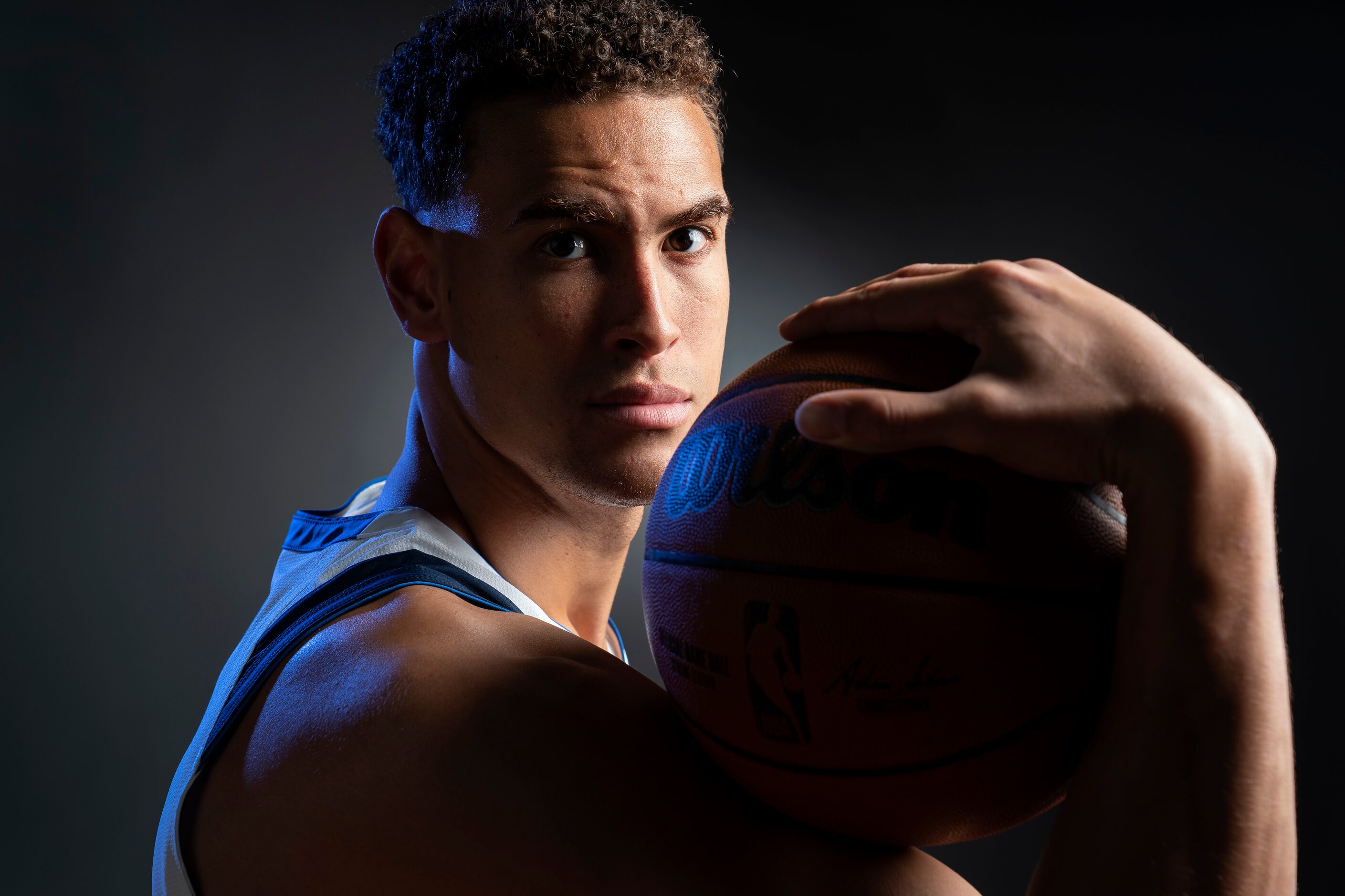 Dallas Mavericks center Dwight Powell (7) poses for a portrait during the Dallas Mavericks...