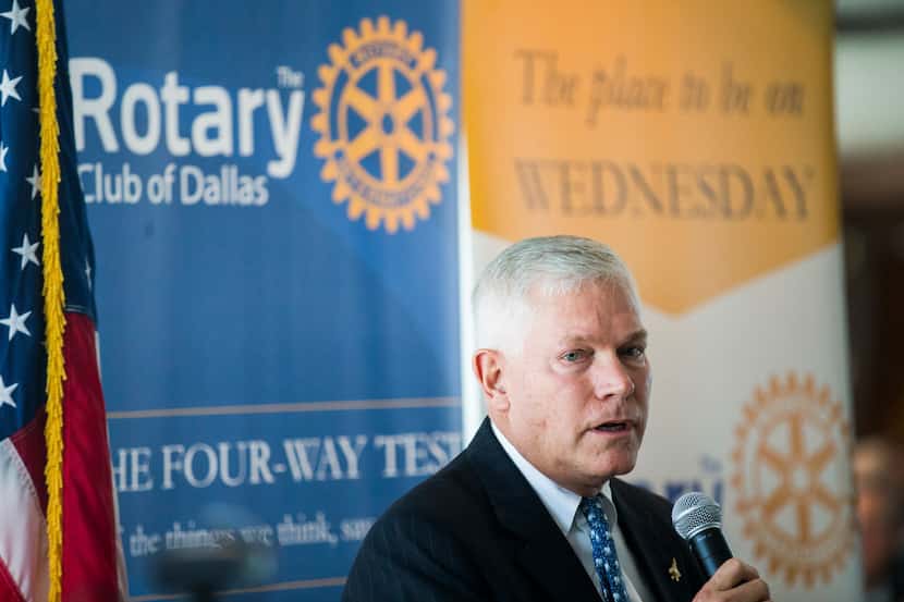 Congressional candidate Pete Sessions debated Colin Allred (not pictured) at a Rotary Club...