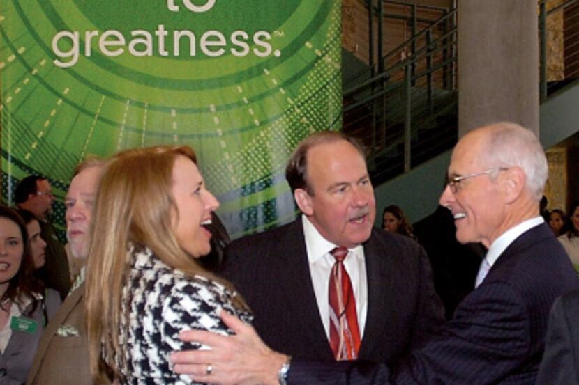 Vice Chancellor of Strategic Partnerships Bill Lively (far right) greets Nikki Moore and...