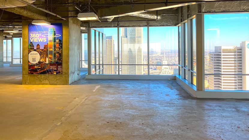 One of the vacant floors in Bank of America Plaza is used to market space to potential tenants.