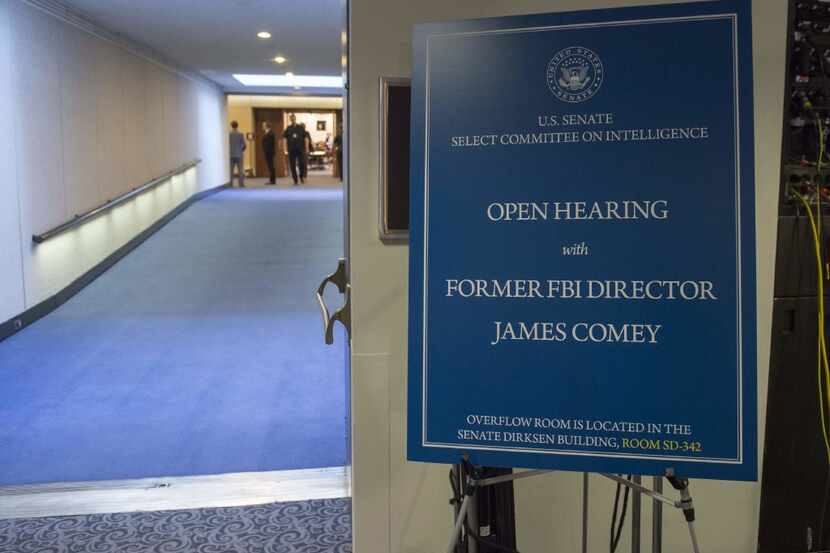 The hearing room where former FBI Director James Comey will testify during a US Senate...