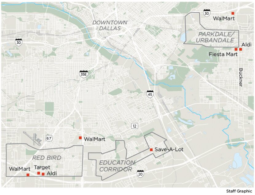 City of Dallas target southern Dallas neighborhoods and their grocery options.