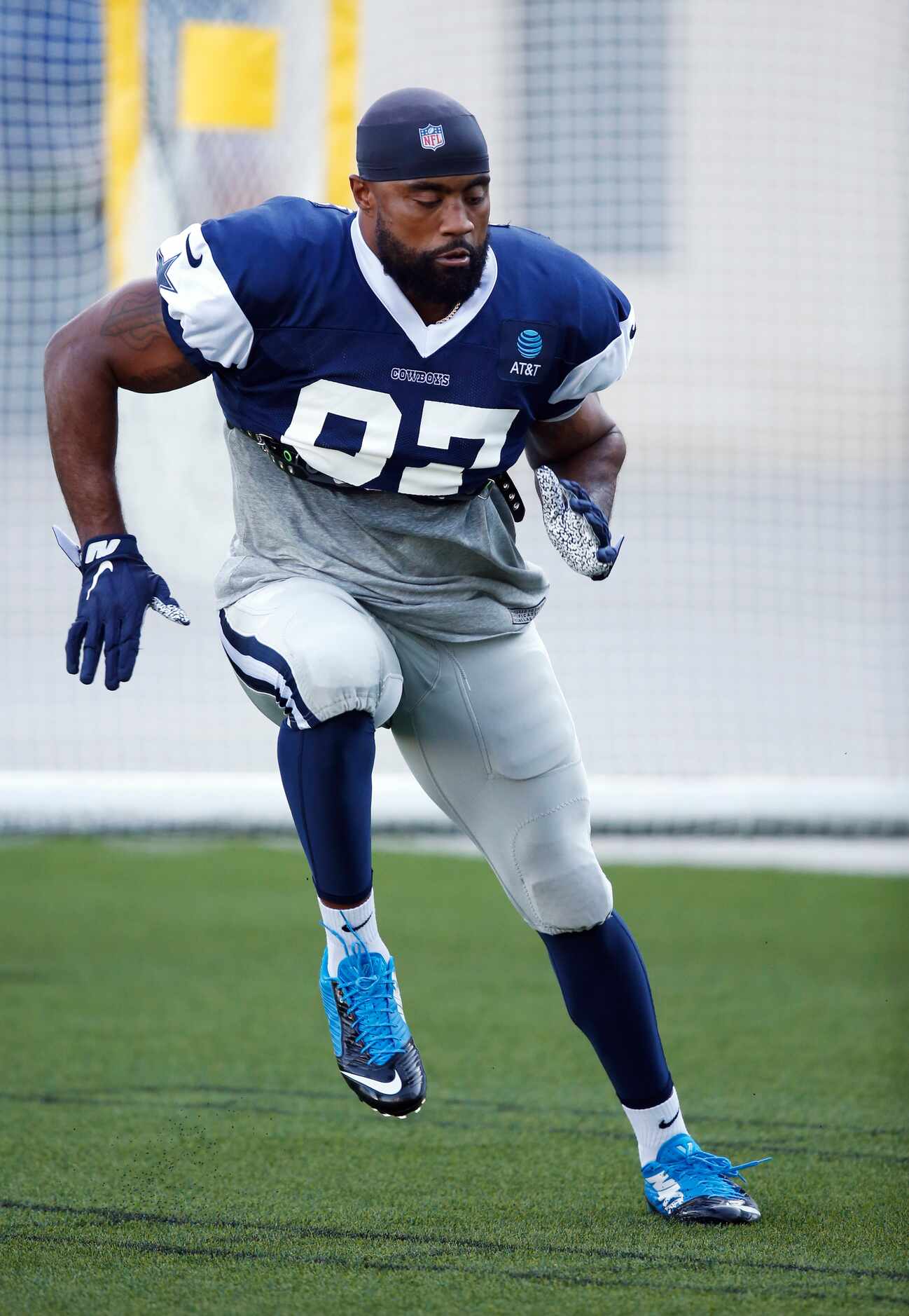 Dallas Cowboys defensive end Everson Griffen (97) works out on the field during training...