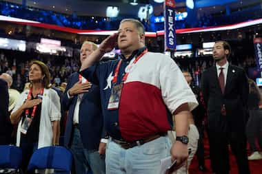 Texas delegates, including state Sen. Angela Paxton, left, and her husband Attorney General...