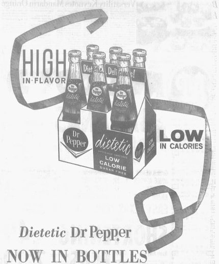 Clipping of Dietetic Dr Pepper ad published on March 21, 1963.