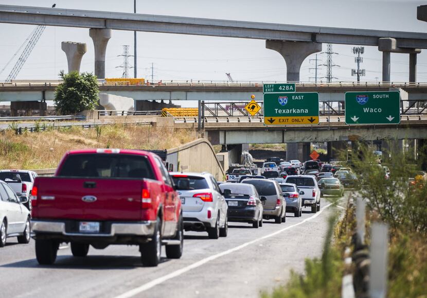 Traffic stacks up on Interstate 35 near the Interstate 30 interchange on Wednesday, August...