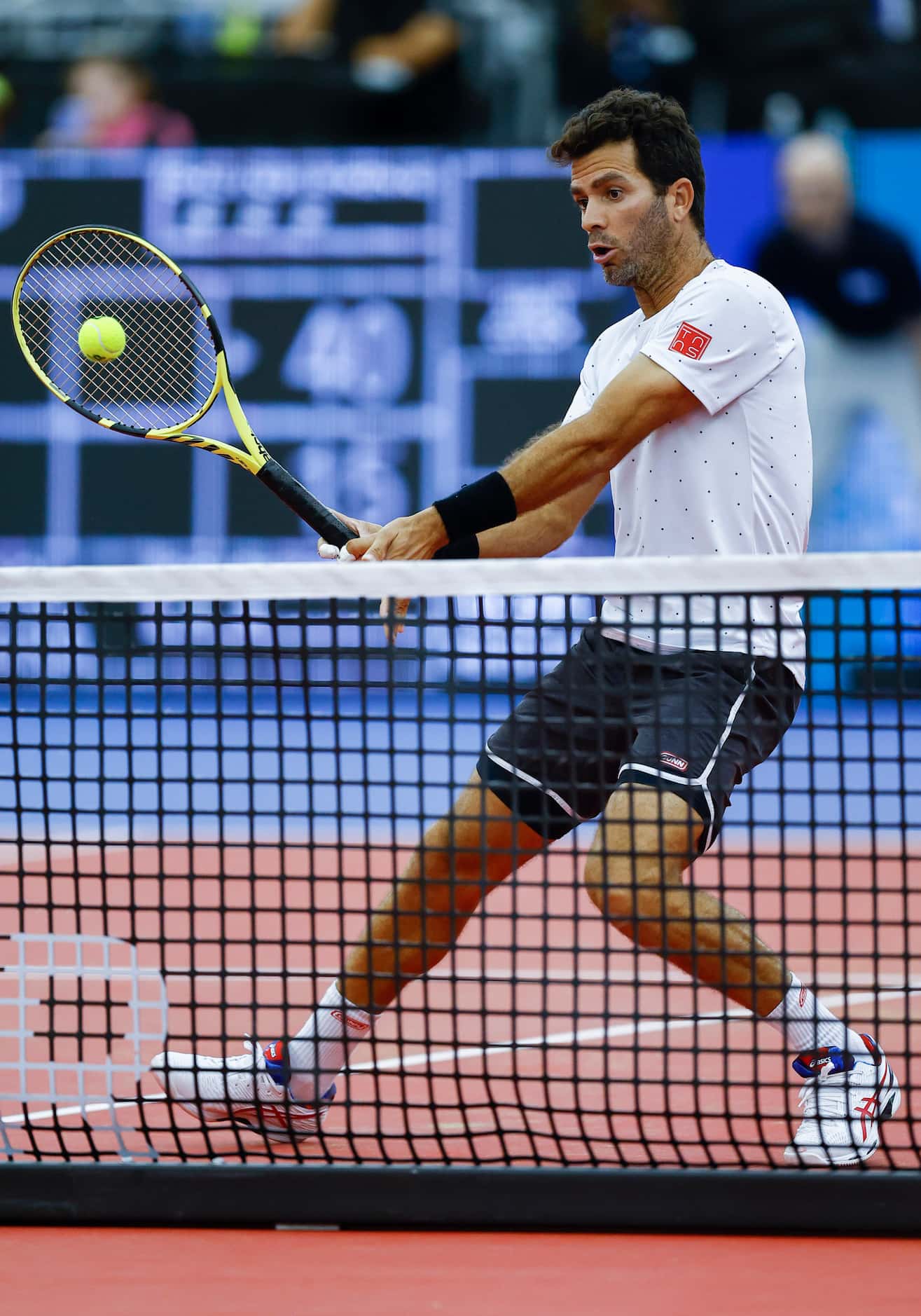 Jean-Julien Rojer returns the ball  during the doubles final of the ATP Dallas Open against...