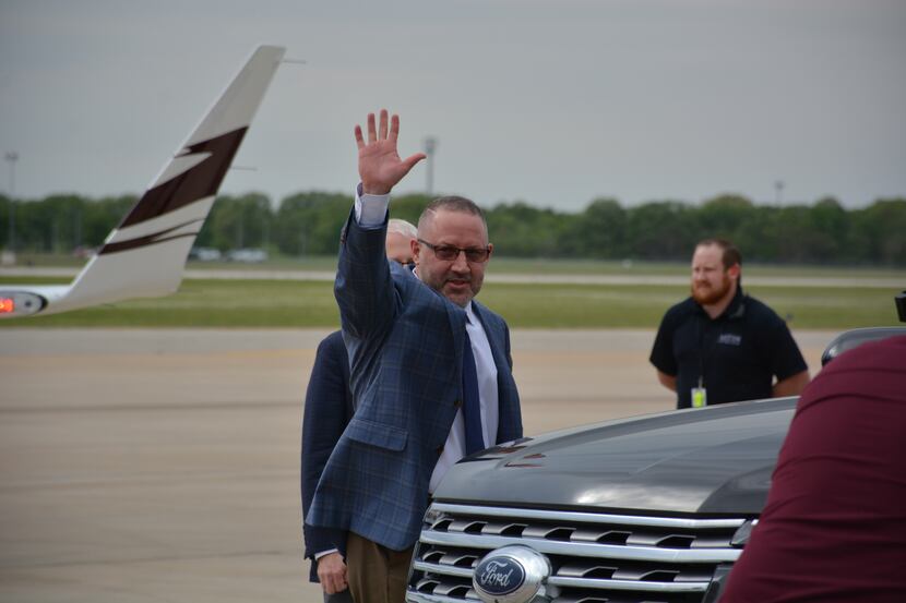 New Texas A&M men's basketball coach Buzz Williams lands at Easterwood Airport in College...