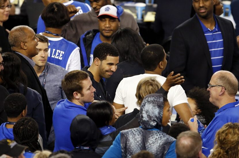 Apr 5, 2014; Arlington, TX, USA; Recording artist Drake in attendance during the game...